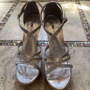 Sparkly silver heels - worn once, size 10 women’s